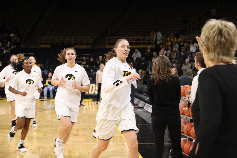 Iowa Hawkeyes forward Amanda Ollinger (43) against the Rutgers Scarlet Knights Wednesday, January 23, 2019 at Carver-Hawkeye Arena. (Brian Ray/hawkeyesports.com)