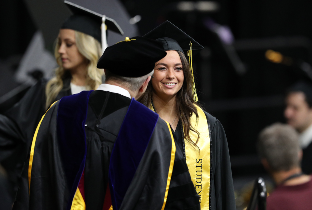 Iowa Softball's Angela Schmiederer during the Fall Commencement Ceremony Saturday, December 15, 2018 at Carver-Hawkeye Arena. (Brian Ray/hawkeyesports.com)