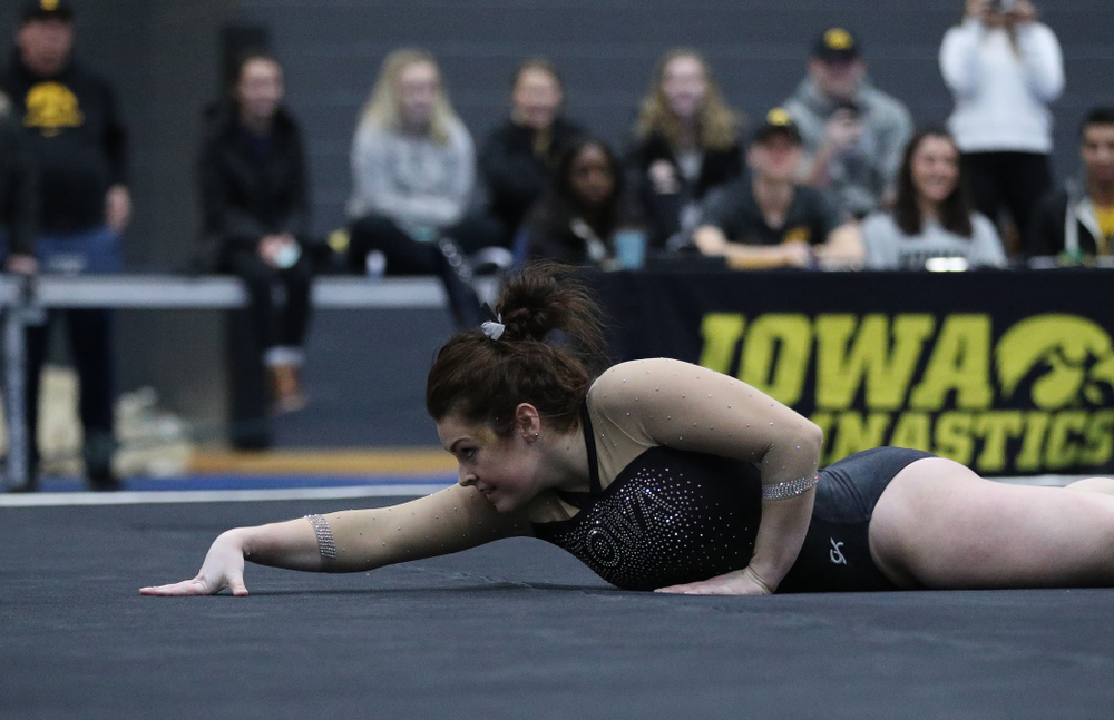 Erin Castle competes on the floor during the Black and Gold intrasquad meet Saturday, December 1, 2018 at the University of Iowa Field House. (Brian Ray/hawkeyesports.com)