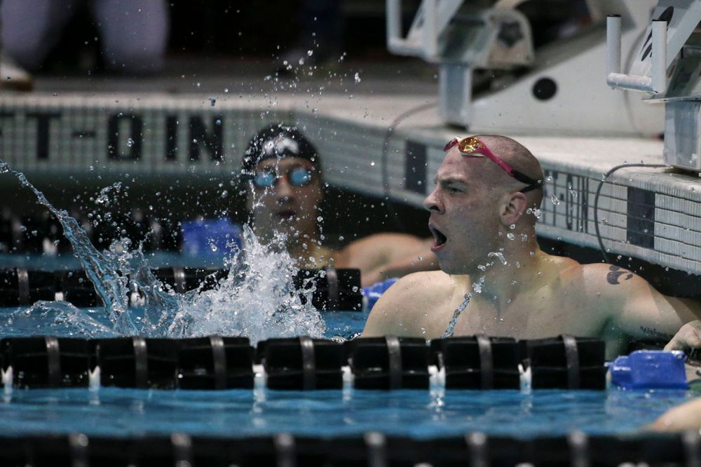 Iowa's Tanner Nelson at the 200-yard breaststroke race Saturday, March 2, 2019 at the Campus Recreation and Wellness Center. (Lily Smith/hawkeyesports.com)