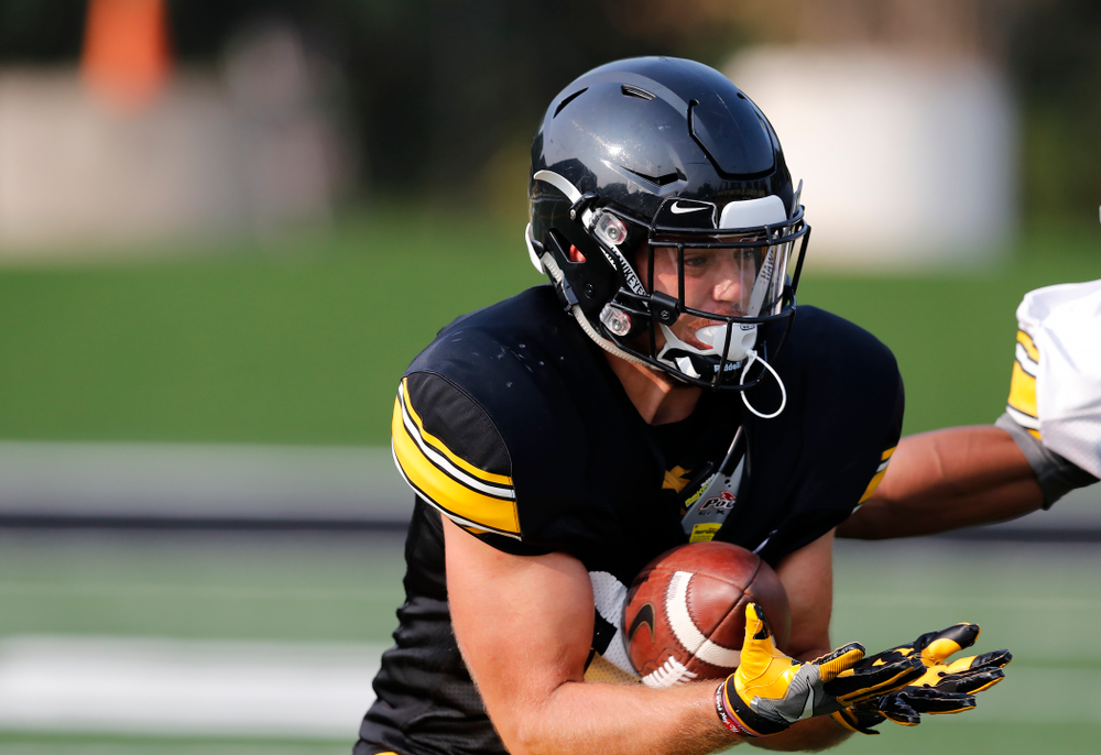 Iowa Hawkeyes wide receiver Nick Easley (84) during camp practice No. 16 Tuesday, August 21, 2018 at the Hansen Football Performance Center. (Brian Ray/hawkeyesports.com)