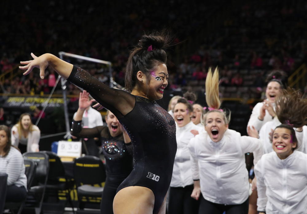 Iowa's Clair Kaji competes on the beam against the Minnesota Golden Gophers Saturday, January 19, 2019 at Carver-Hawkeye Arena. (Brian Ray/hawkeyesports.com)