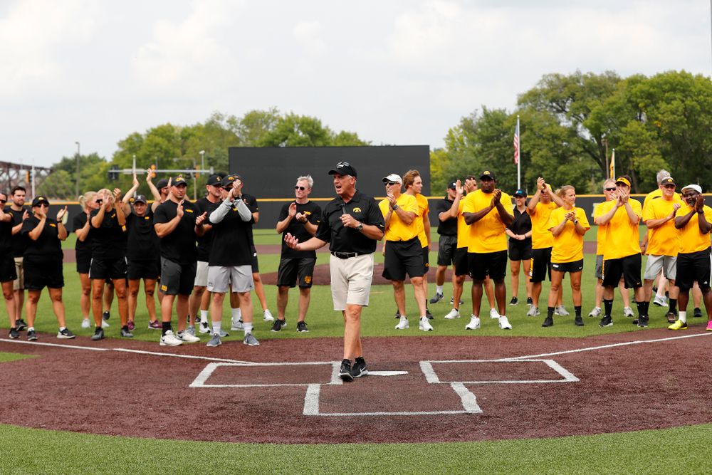 Director of Athletics Gary Barta during the Iowa Student Athlete Kickoff Kickball game Sunday, August 19, 2018 at Duane Banks Field. (Brian Ray/hawkeyesports.com)