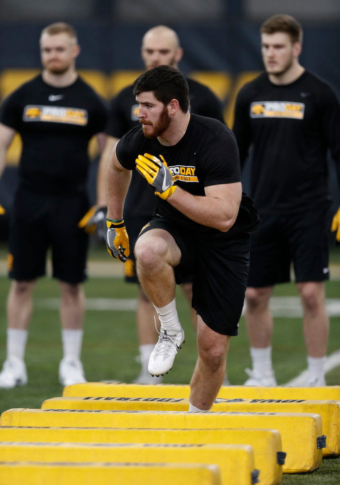 Iowa Hawkeyes linebacker Josey Jewell (43) during the team's annual pro day Monday, March 26, 2018 at the Hansen Football Performance Center. (Brian Ray/hawkeyesports.com)