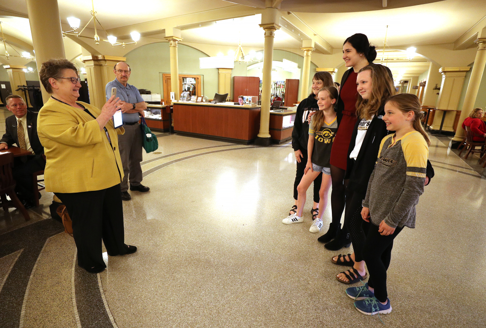 Iowa WomenÕs BasketballÕs Megan Gustafson is recognized with a resolution by the house and the senate at the Iowa State Capitol Wednesday, April 24, 2019 in Des Moines. (Brian Ray/hawkeyesports.com)