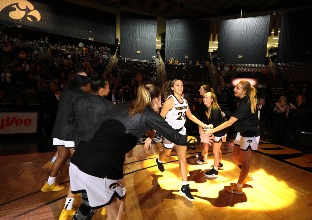 Iowa Hawkeyes guard Gabbie Marshall (24) against North Alabama Thursday, November 14, 2019 at Carver-Hawkeye Arena. (Brian Ray/hawkeyesports.com)