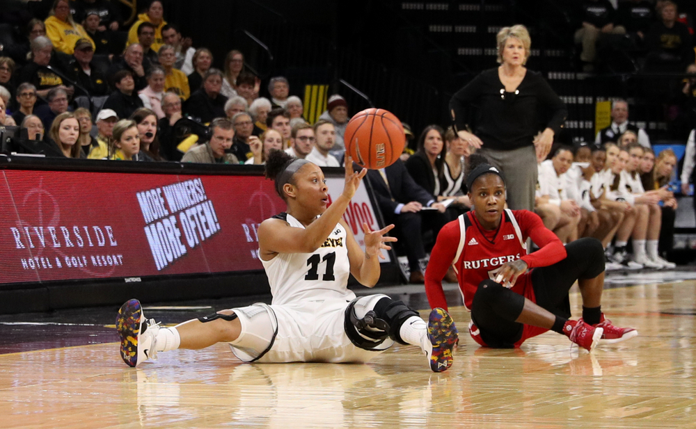 Iowa Hawkeyes guard Tania Davis (11)against the Rutgers Scarlet Knights Wednesday, January 23, 2019 at Carver-Hawkeye Arena. (Brian Ray/hawkeyesports.com)