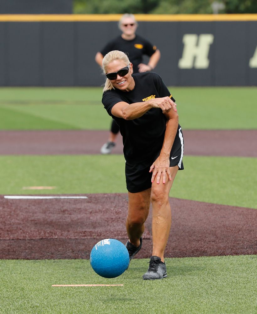 Head Softball Coach Renee Gillispie during the Iowa Student Athlete Kickoff Kickball game Sunday, August 19, 2018 at Duane Banks Field. (Brian Ray/hawkeyesports.com)
