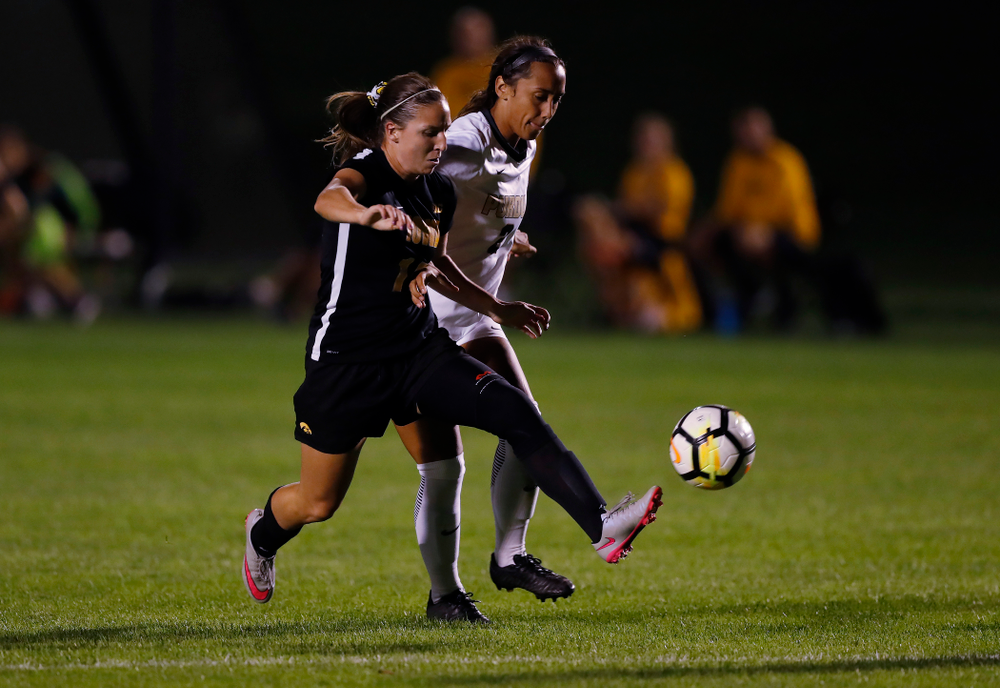 Iowa Hawkeyes Rose Ripslinger (15) against the Purdue Boilermakers Thursday, September 20, 2018 at the Iowa Soccer Complex. (Brian Ray/hawkeyesports.com)