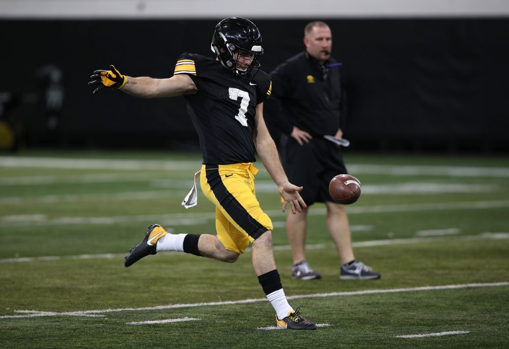 Iowa Hawkeyes quarterback Spencer Petras (7) during preparation for the 2019 Outback Bowl Wednesday, December 19, 2018 at the Hansen Football Performance Center. (Brian Ray/hawkeyesports.com)