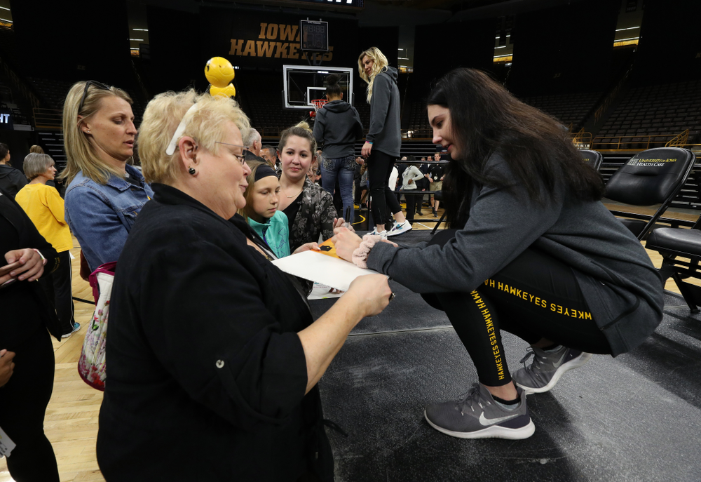 Iowa Hawkeyes forward Megan Gustafson (10) during the teamÕs Celebr-Eight event Wednesday, April 24, 2019 at Carver-Hawkeye Arena. (Brian Ray/hawkeyesports.com)