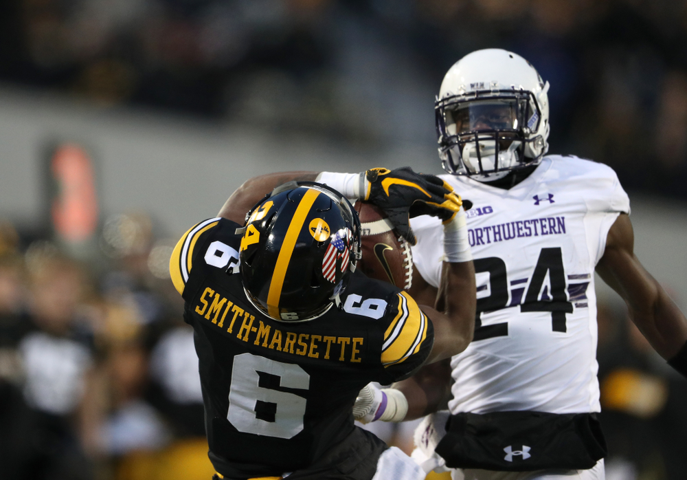 Iowa Hawkeyes wide receiver Ihmir Smith-Marsette (6) against the Northwestern Wildcats Saturday, November 10, 2018 at Kinnick Stadium. (Brian Ray/hawkeyesports.com)