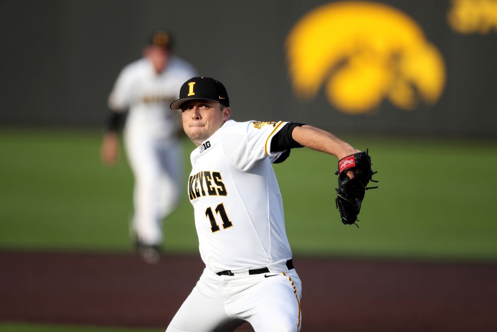 Iowa Hawkeyes Cole McDonald (11) during game one against UC Irvine Friday, May 3, 2019 at Duane Banks Field. (Brian Ray/hawkeyesports.com)
