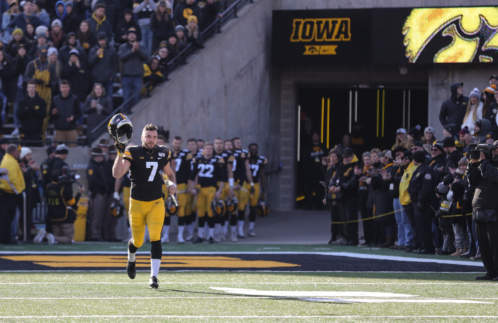 Iowa Hawkeyes punter Colten Rastetter (7) during Senior Day festivities before their game against the Illinois Fighting Illini Saturday, November 23, 2019 at Kinnick Stadium. (Brian Ray/hawkeyesports.com)