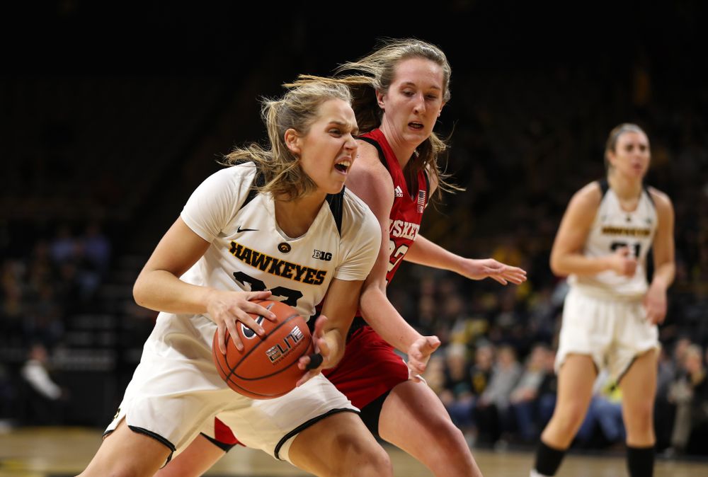 Iowa Hawkeyes guard Kathleen Doyle (22) against the Nebraska Cornhuskers Thursday, January 3, 2019 at Carver-Hawkeye Arena. (Brian Ray/hawkeyesports.com)