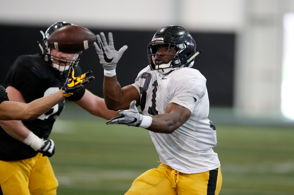 Iowa Hawkeyes linebacker Aaron Mends (31) during spring practice Saturday, March 31, 2018 at the Hansen Football Performance Center. (Brian Ray/hawkeyesports.com)