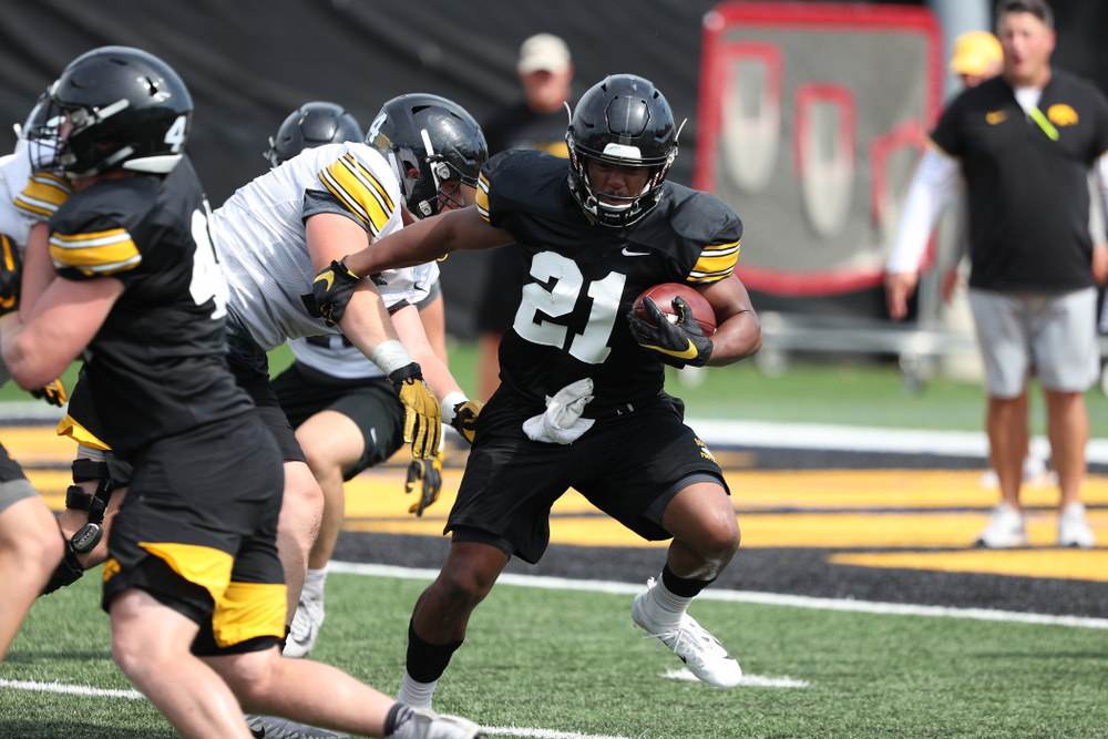 Iowa Hawkeyes running back Ivory Kelly-Martin (21) during Fall Camp Practice No. 4 Monday, August 5, 2019 at the Ronald D. and Margaret L. Kenyon Football Practice Facility. (Brian Ray/hawkeyesports.com)