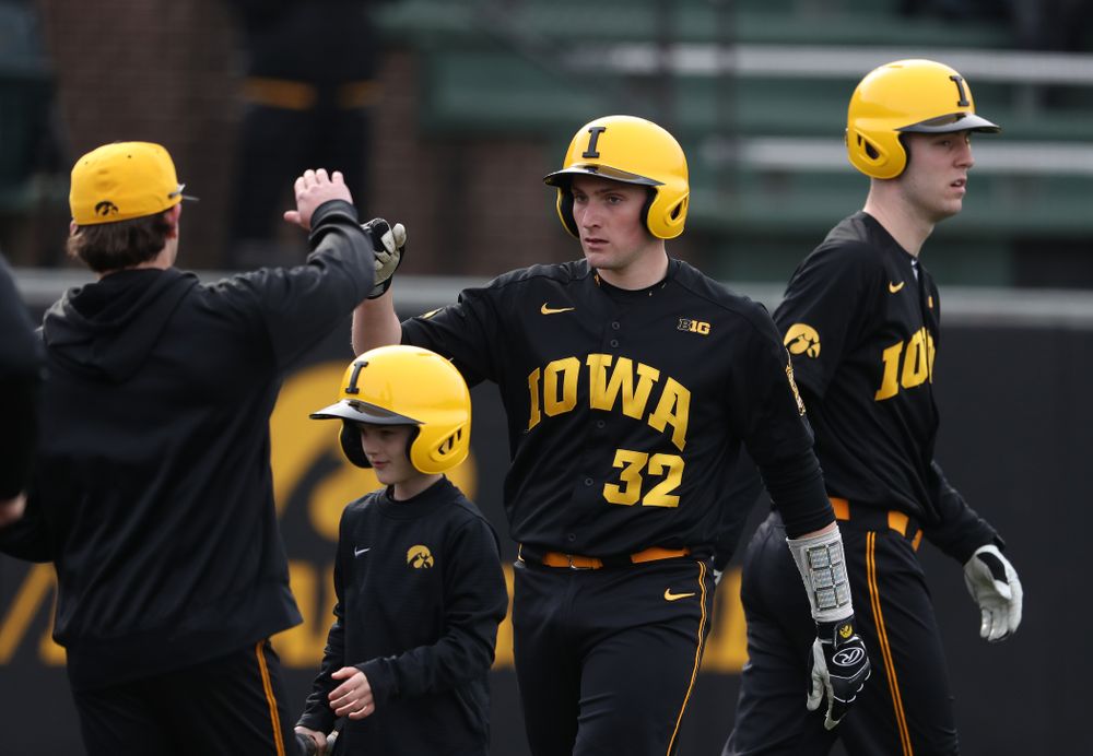 Iowa Hawkeyes catcher Brett McCleary (32) against Simpson College Tuesday, March 19, 2019 at Duane Banks Field. (Brian Ray/hawkeyesports.com)
