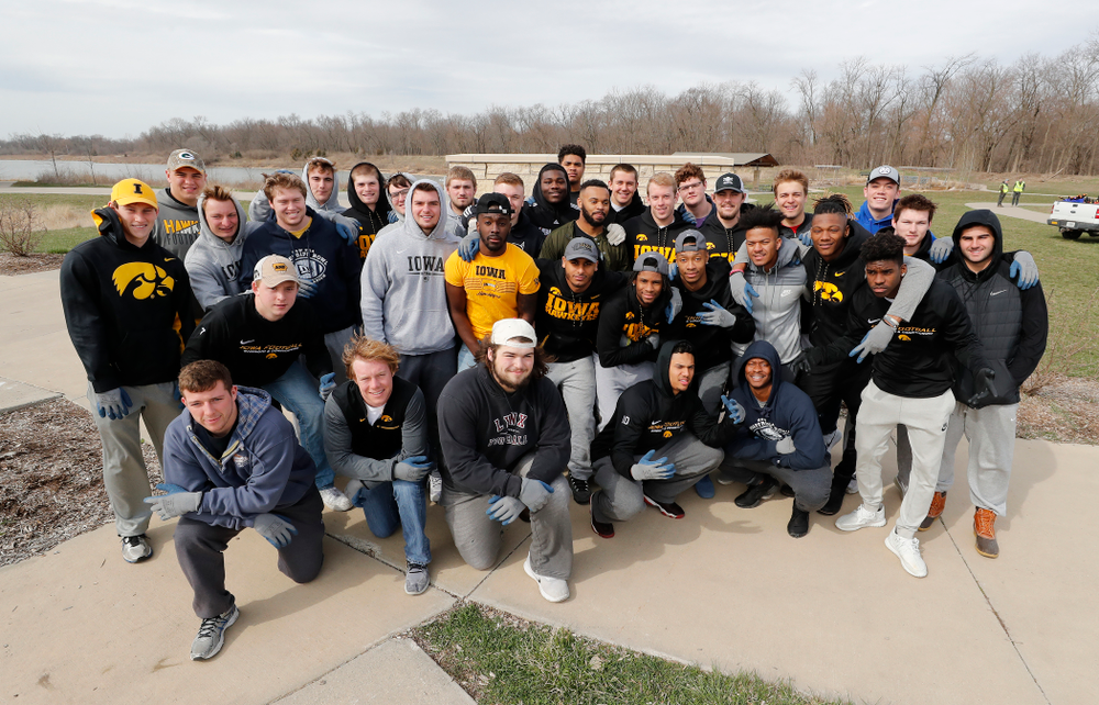 Hawkeye Football players volunteer during the Iowa Athletics Department's annual Day of Caring Sunday, April 22, 2018. (Brian Ray/hawkeyesports.com)