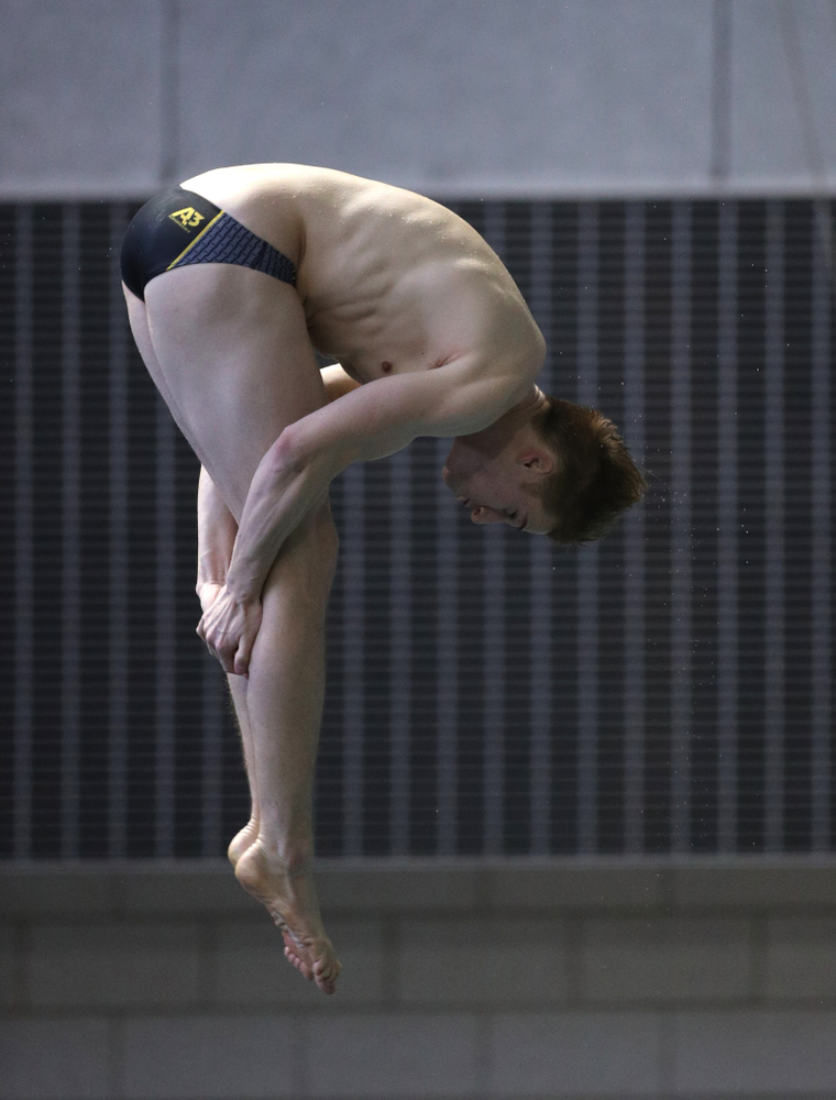 Iowa's Will Brenner competes on the 3-meter springboard during the third day of the 2019 Big Ten Swimming and Diving Championships Thursday, February 28, 2019 at the Campus Wellness and Recreation Center. (Brian Ray/hawkeyesports.com)