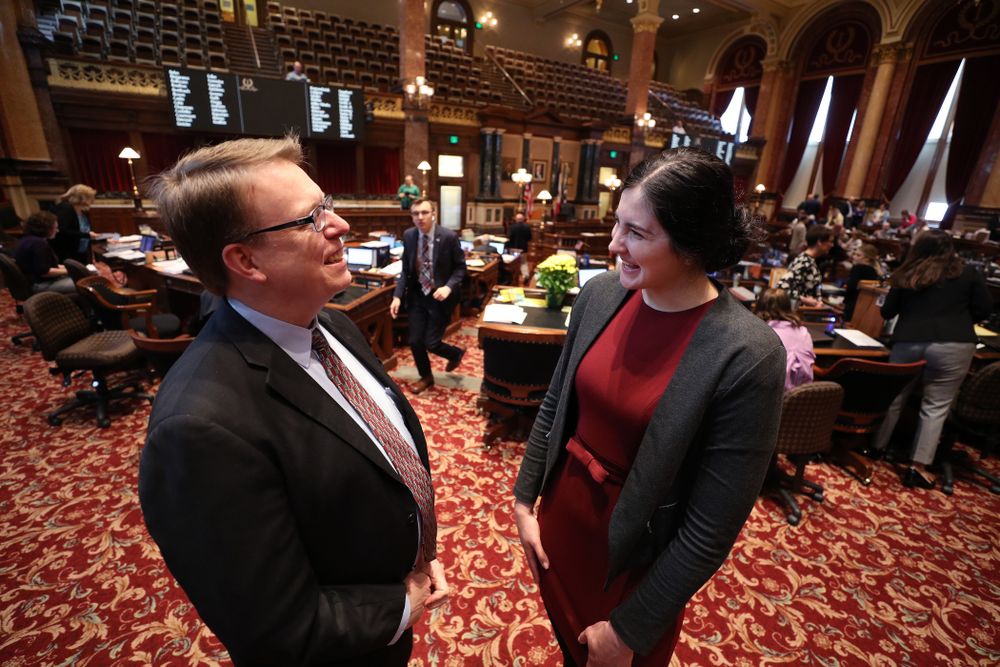 Iowa WomenÕs BasketballÕs Megan Gustafson is recognized with a resolution by the house and the senate at the Iowa State Capitol Wednesday, April 24, 2019 in Des Moines. (Brian Ray/hawkeyesports.com)