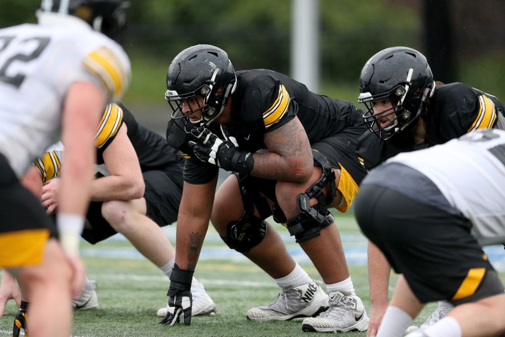 Iowa Hawkeyes offensive lineman Tristan Wirfs (74) during practice Monday, December 23, 2019 at Mesa College in San Diego. (Brian Ray/hawkeyesports.com)