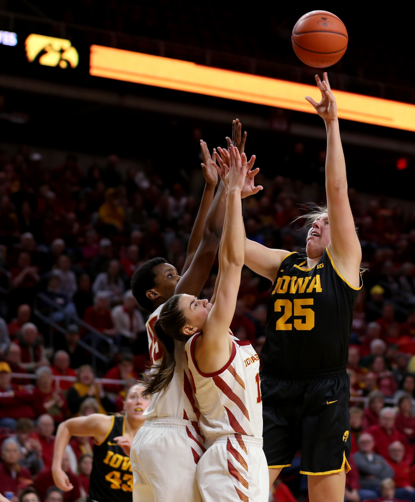 Iowa Hawkeyes forward/center Monika Czinano (25) against the Iowa State Cyclones Wednesday, December 11, 2019 at Hilton Coliseum in Ames, Iowa(Brian Ray/hawkeyesports.com)