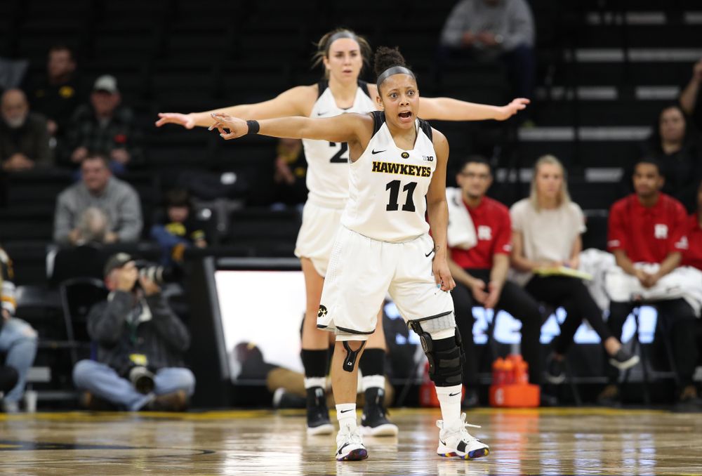 Iowa Hawkeyes guard Tania Davis (11) against the Rutgers Scarlet Knights Wednesday, January 23, 2019 at Carver-Hawkeye Arena. (Brian Ray/hawkeyesports.com)