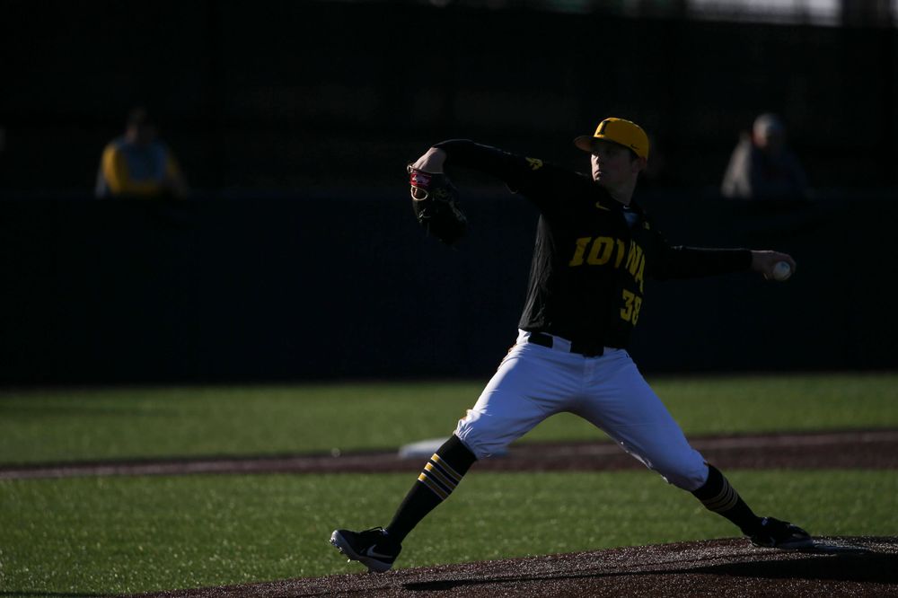 Iowa pitcher Trenton Wallace at the game vs. Bradley on Tuesday, March 26, 2019 at (place). (Lily Smith/hawkeyesports.com)