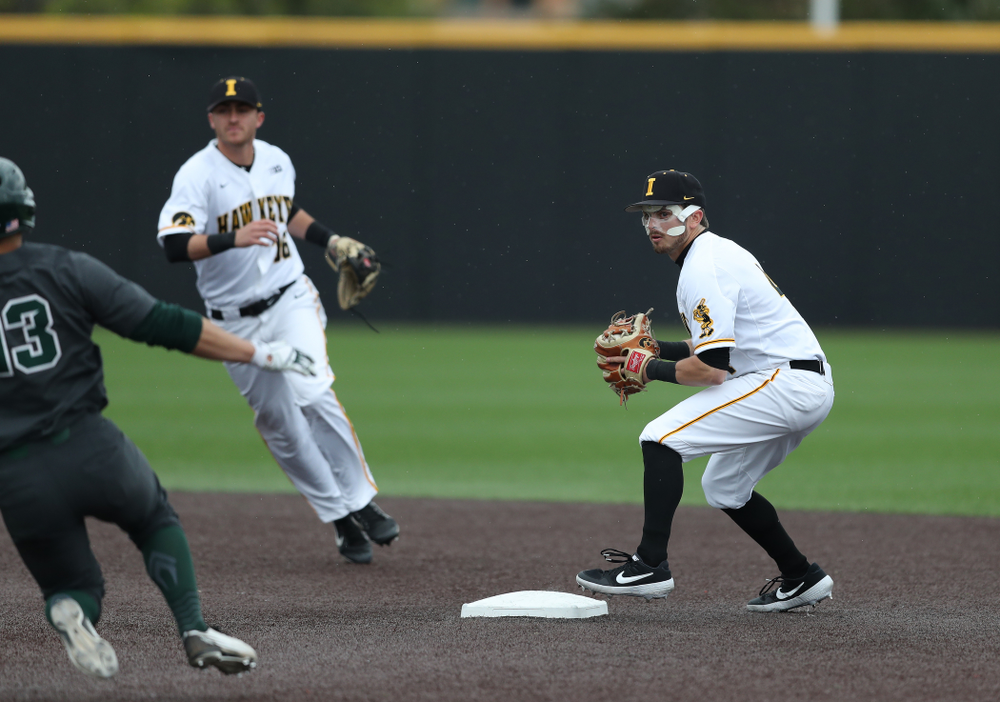 Iowa Hawkeyes infielder Mitchell Boe (4) against Michigan State Sunday, May 12, 2019 at Duane Banks Field. (Brian Ray/hawkeyesports.com)