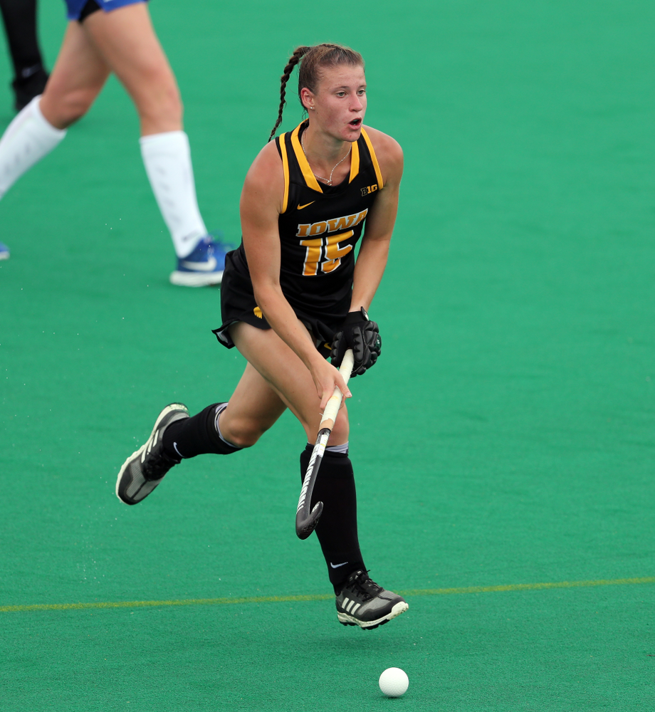 Iowa Hawkeyes Esme Gibson (15) against the Duke Blue Devils Sunday, September 15, 2019 at Grant Field. (Brian Ray/hawkeyesports.com)