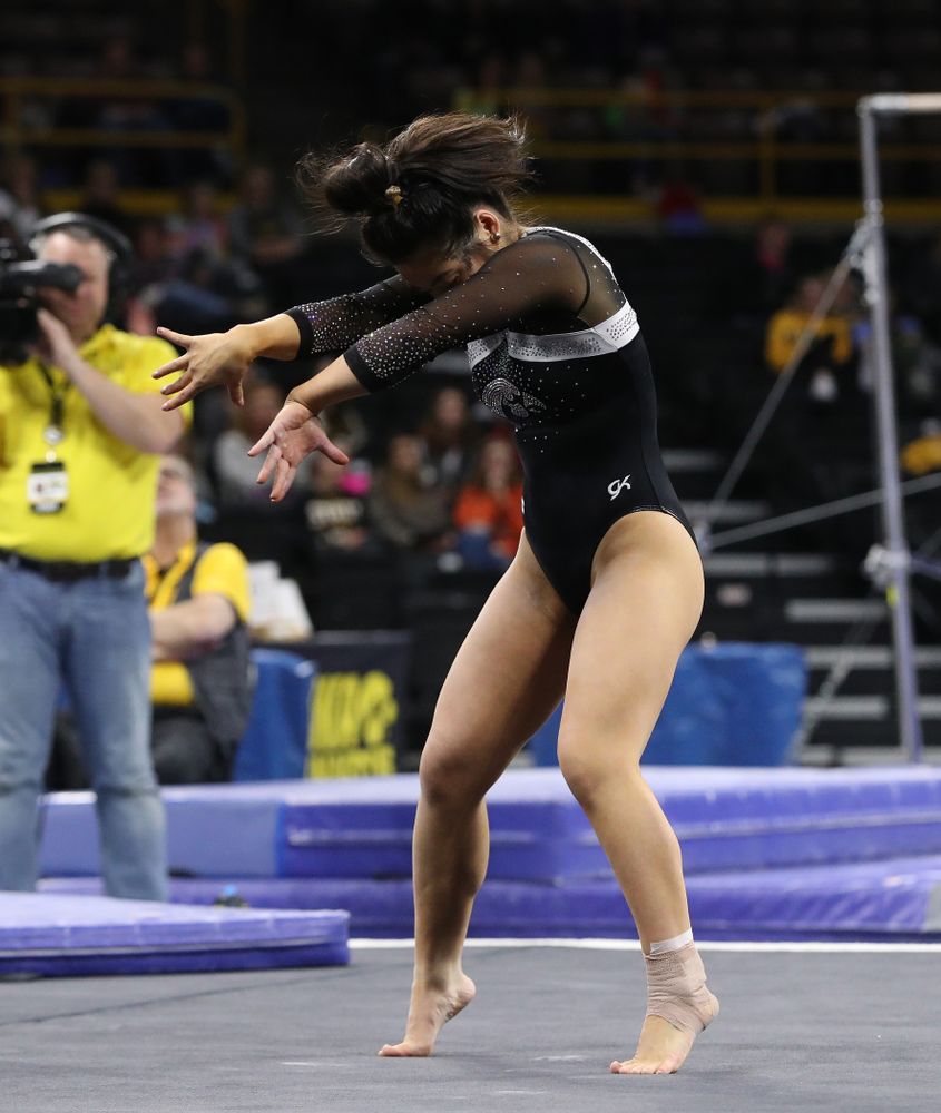 Iowa's Clair Kaji competes on the floor against the Rutgers Scarlet Knights Saturday, January 26, 2019 at Carver-Hawkeye Arena. (Brian Ray/hawkeyesports.com)