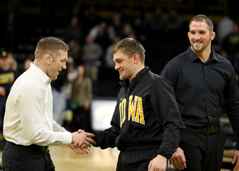 Iowa’s John Keegan Shaw during senior day activities Sunday, February 23, 2020 at Carver-Hawkeye Arena. (Brian Ray/hawkeyesports.com)