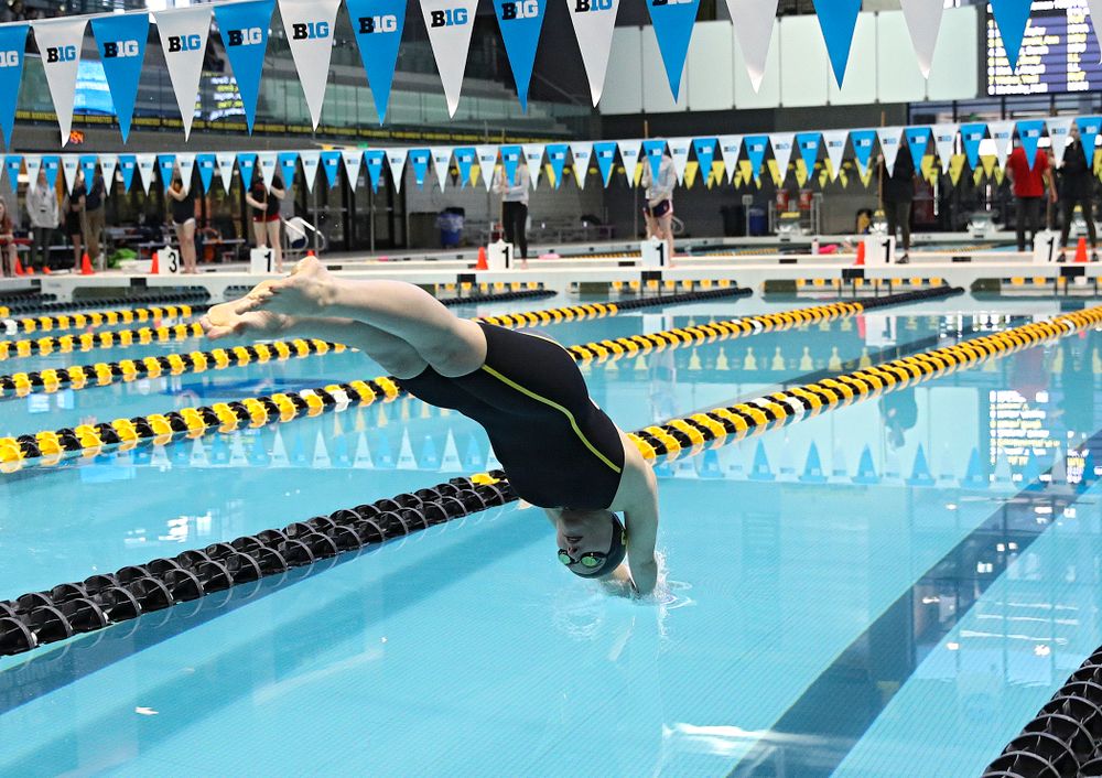 Iowa’s Taylor Hartley swims the women’s 1650 yard freestyle event during the 2020 Women’s Big Ten Swimming and Diving Championships at the Campus Recreation and Wellness Center in Iowa City on Saturday, February 22, 2020. (Stephen Mally/hawkeyesports.com)