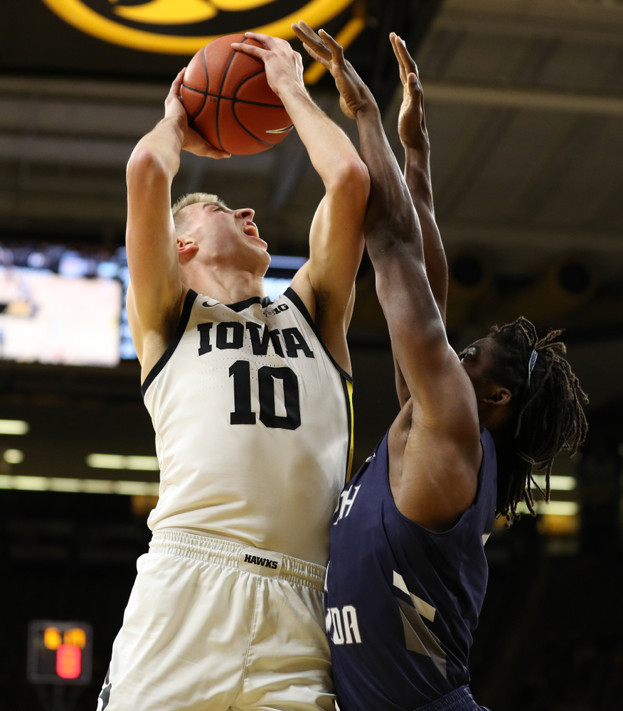 Iowa Hawkeyes guard Joe Wieskamp (10) against North Florida Thursday, November 21, 2019 at Carver-Hawkeye Arena. (Brian Ray/hawkeyesports.com)