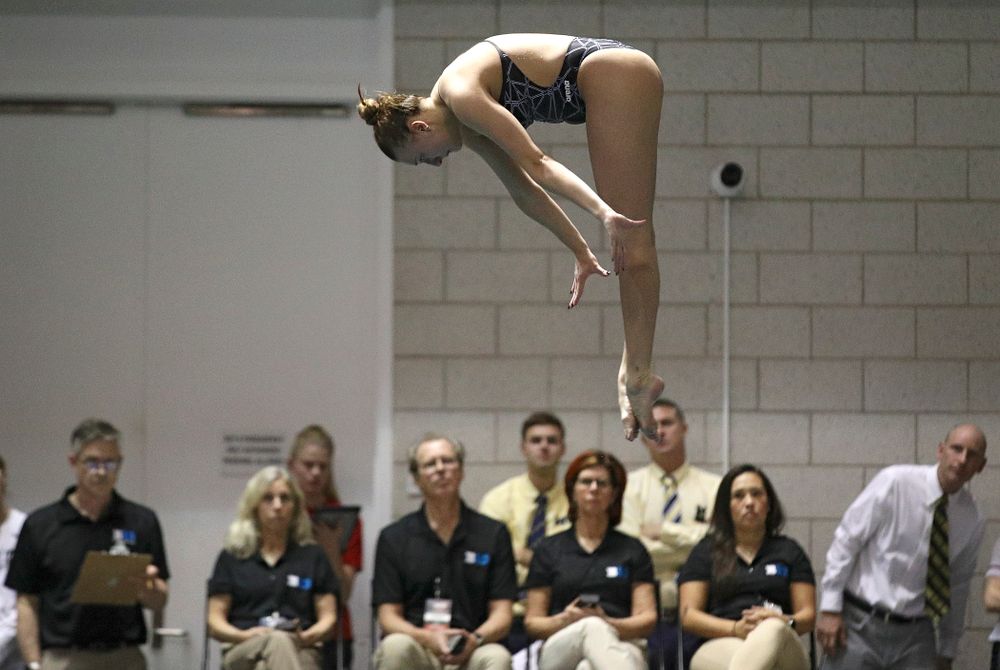 Iowa’s Samantha Tamborski competes in the women’s 3 meter diving final event during the 2020 Women’s Big Ten Swimming and Diving Championships at the Campus Recreation and Wellness Center in Iowa City on Friday, February 21, 2020. (Stephen Mally/hawkeyesports.com)