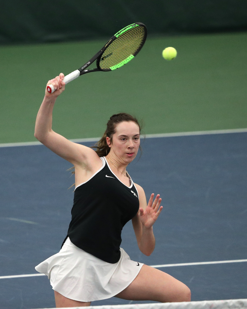 Iowa's Sam Mannix during a doubles match against North Texas Sunday, January 20, 2019 at the Hawkeye Tennis and Recreation Center. (Brian Ray/hawkeyesports.com)