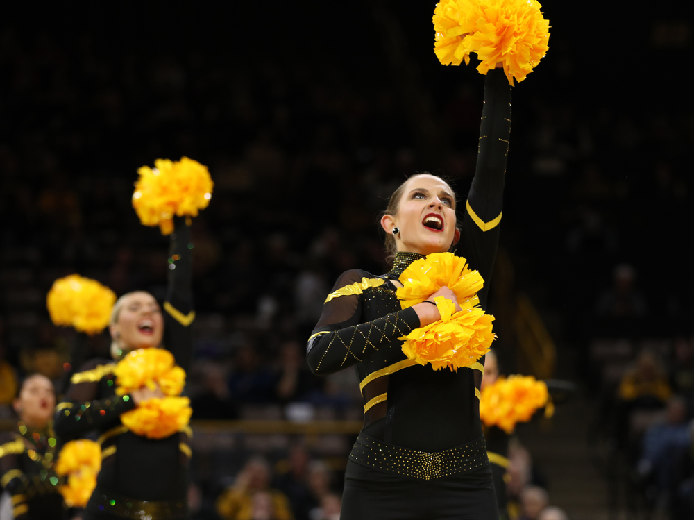 The Iowa Dance Team performs at halftime of the Iowa Hawkeyes game against the Nebraska Cornhuskers Thursday, January 3, 2019 at Carver-Hawkeye Arena. (Brian Ray/hawkeyesports.com)