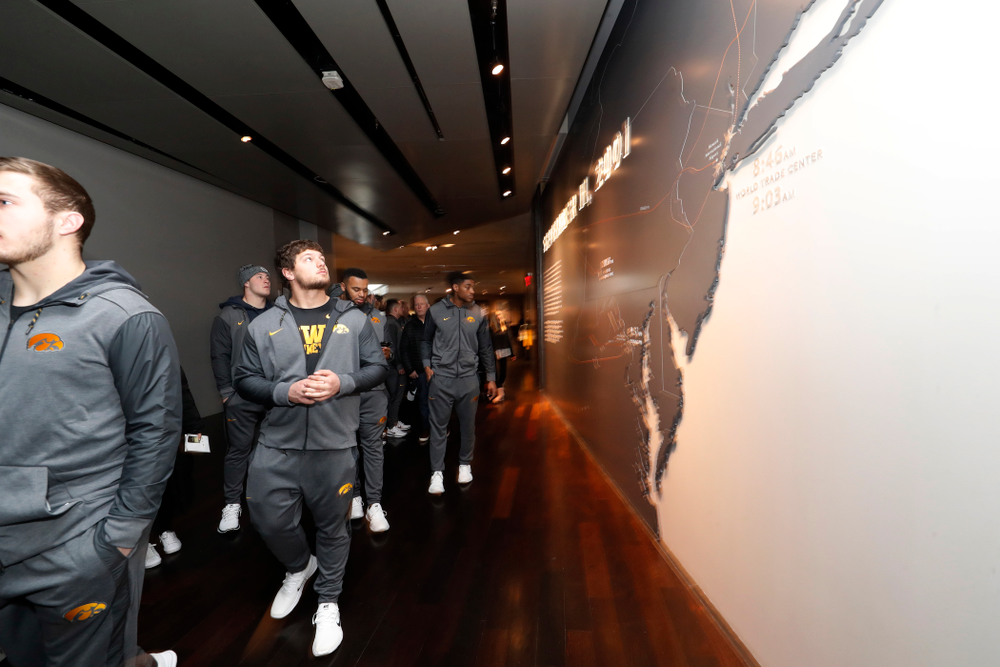 The Iowa Hawkeyes visit the observation deck of the One World Trade Center and the 9/11 Memorial and Museum.
