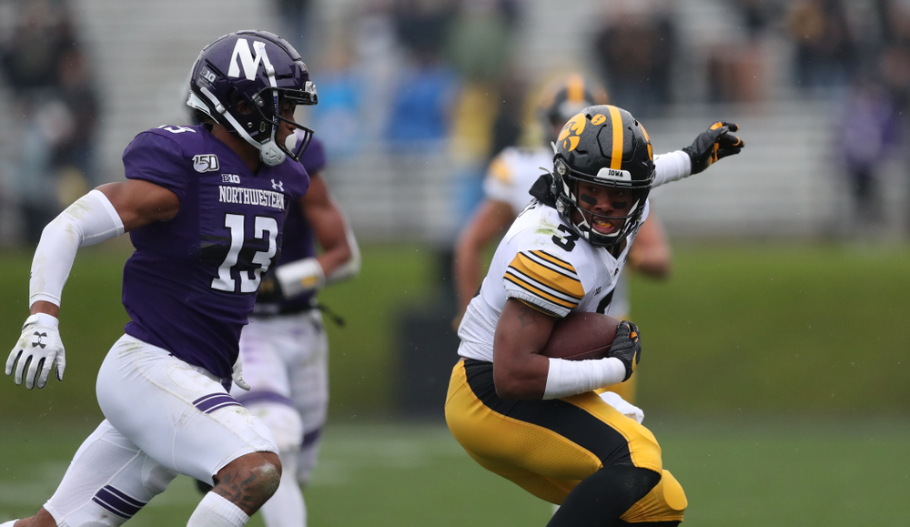 Iowa Hawkeyes wide receiver Tyrone Tracy Jr. (3) against the Northwestern Wildcats Saturday, September 28, 2019 at Kinnick Stadium. (Max Allen/hawkeyesports.com)