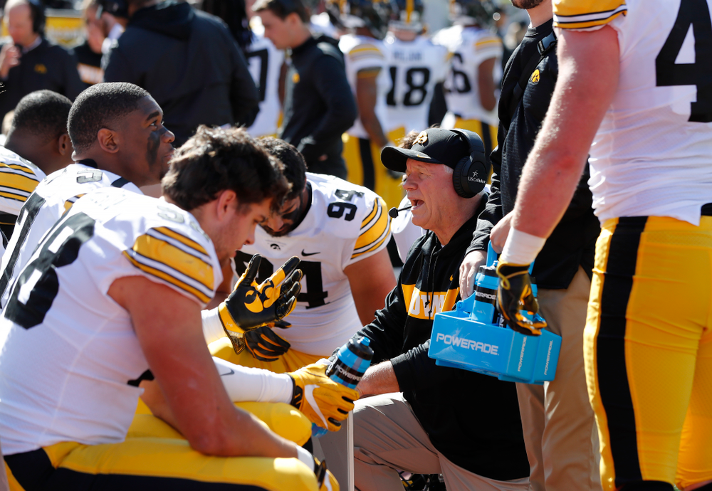 Iowa Hawkeyes defensive line coach Reese Morgan against the Indiana Hoosiers Saturday, October 13, 2018 at Memorial Stadium, in Bloomington, Ind. (Brian Ray/hawkeyesports.com)