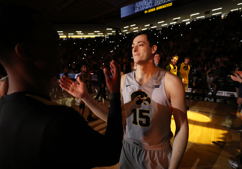 Iowa Hawkeyes forward Ryan Kriener (15) against the Nebraska Cornhuskers Sunday, January 6, 2019 at Carver-Hawkeye Arena. (Brian Ray/hawkeyesports.com)