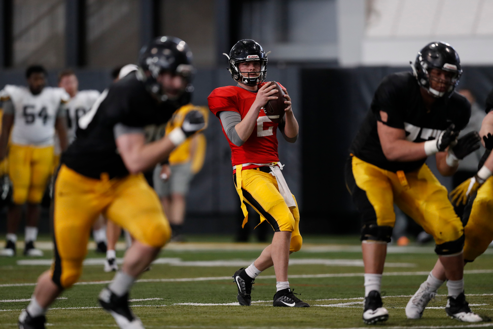 Iowa Hawkeyes quarterback Peyton Mansell (2) during spring practice Wednesday, March 28, 2018 at the Hansen Football Performance Center. (Brian Ray/hawkeyesports.com)