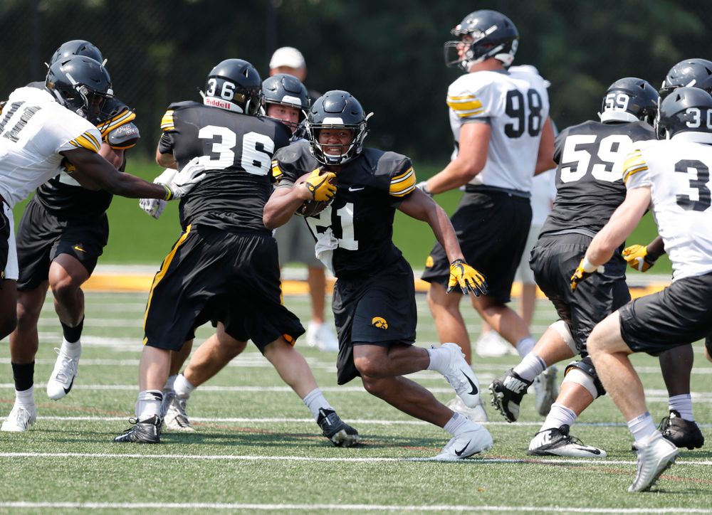 Iowa Hawkeyes running back Ivory Kelly-Martin (21) during practice No. 7 of fall camp Friday, August 10, 2018 at the Kenyon Football Practice Facility. (Brian Ray/hawkeyesports.com)