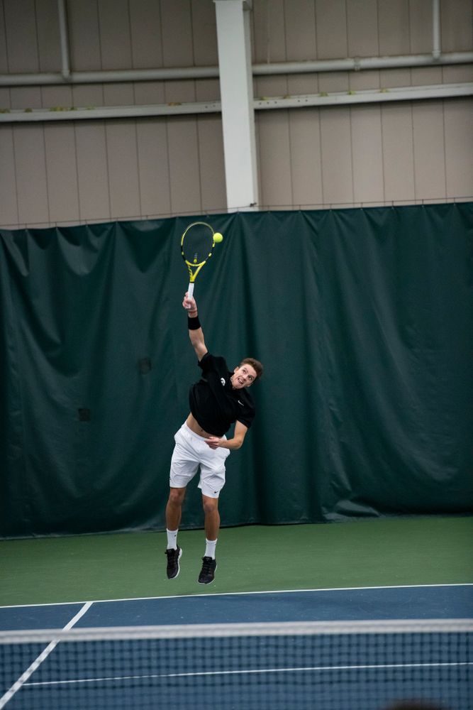 The Iowa men's tennis team competes against Cornell in The Rise Tennis Center in Ithaca, NY on Sunday, Feb. 24, 2019.