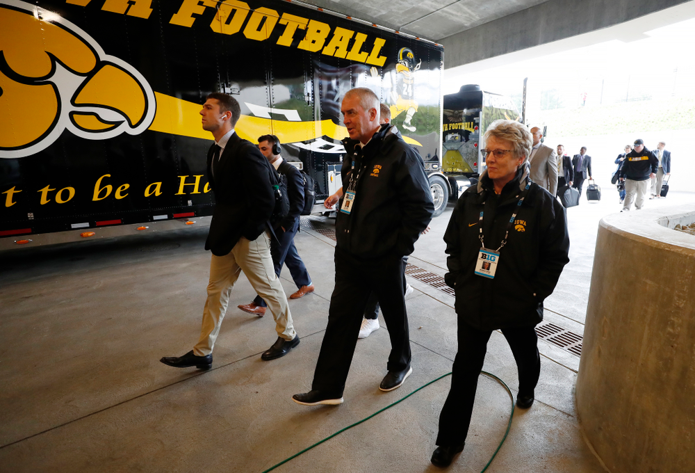 Henry B. and Patricia B. Tippie Director of Athletics Chair Gary Barta and Deputy Athletics Director Barbara Burke against the Indiana Hoosiers Saturday, October 13, 2018 at Memorial Stadium, in Bloomington, Ind. (Brian Ray/hawkeyesports.com)