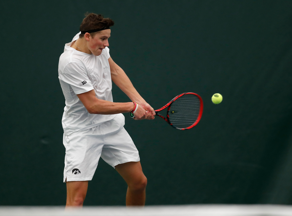 Joe Tyler against Purdue Sunday, April 15, 2018 at the Hawkeye Tennis and Recreation Center. (Brian Ray/hawkeyesports.com)