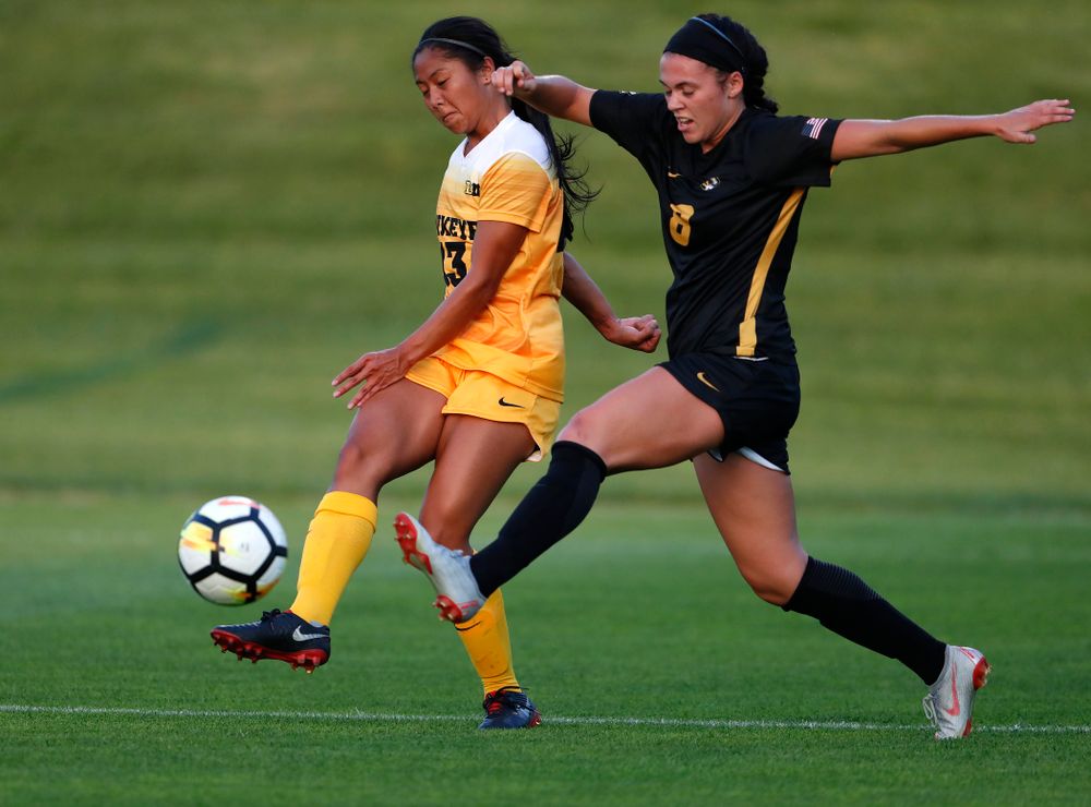 Iowa Hawkeyes Bianca Acuario (13) against the Missouri Tigers Friday, August 17, 2018 at the Iowa Soccer Complex. (Brian Ray/hawkeyesports.com)