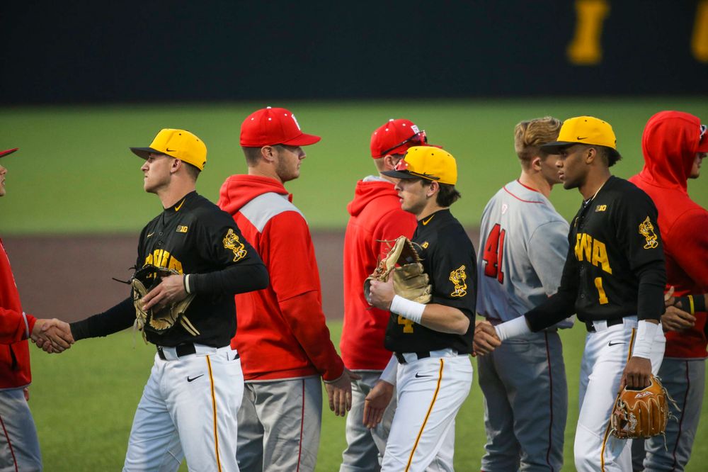 The Iowa baseball team at the game vs. Bradley on Tuesday, March 26, 2019 at (place). (Lily Smith/hawkeyesports.com)