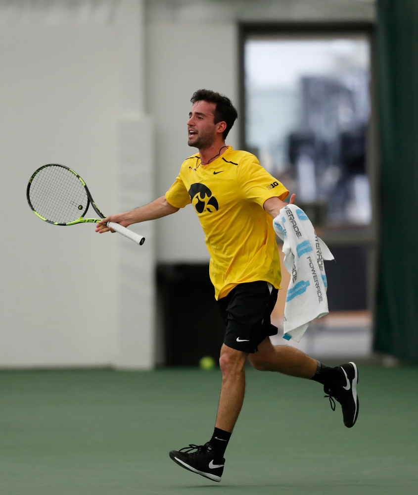 Josh Silverstein against the Illinois Fighting Illini Saturday, March 31, 2018 at Hawkeye Tennis and Recreation Center. (Brian Ray/hawkeyesports.com)